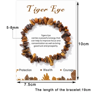 Bracelet élastique en pierre œil de tigre sur carte blanche aux vertus inspirantes