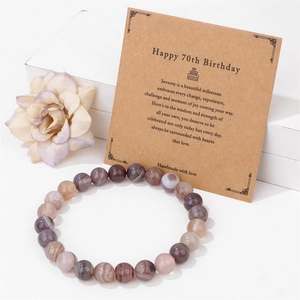 Pulsera de cuentas de ágata natural con tarjeta de felicitación 70 cumpleaños hombre