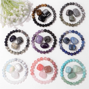 Set di bracciali in pietra naturale con occhio di tigre e ossidiana in 9 stili