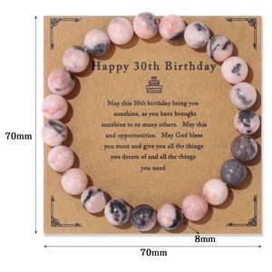 Pulsera de Cuentas de Piedra Natural Con Tarjeta de Cumpleaños Regalo de Feliz Cumpleaños Para Mujer Hombre Ágata Amatista Ojo de Tigre