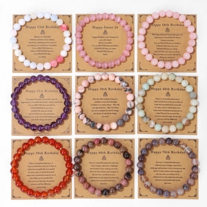 Set de pulseras de piedras naturales con 9 tarjetas de regalo para cada cumpleaños
