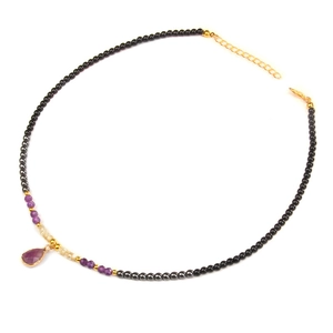 Handgemaakte Vintage Hematiet Kralenketting Voor Dames Waterdruppel Kunstkristal Hanger Vergulde Legering Sieraden Cadeaus