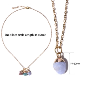 Irregular natural raw stone necklace set with purple green and blue pendants 45+5cm