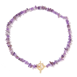 Natural Stone Irregular Chip Beaded Necklace With Alloy OT Clasp Vintage Boho Crystal Choker For Women Men Jewelry