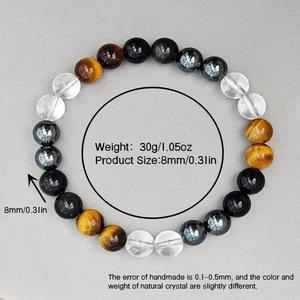 Herren Armband aus 8mm Tigerauge und Hämatit Perlen mit 30g Gewicht und Naturstein Textur
