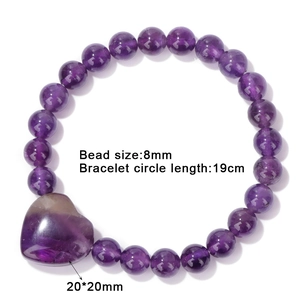 Armband aus 8mm Amethystperlen mit einem 20mm Herzanhänger für Damen im Design