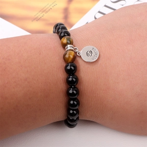 Pulsera de cuentas ojo de tigre hecha a mano para mujer con colgante de constelación