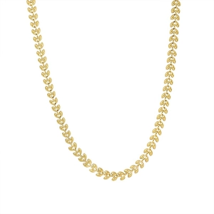 Élégant collier doré à maillons en forme de feuilles avec finition métallique polie