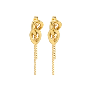 Moderne 18k vergoldete Gliederketten-Ohrringe mit Quasten im minimalistischen Stil