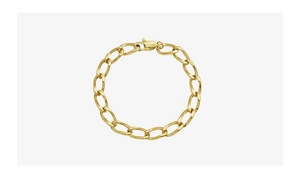 Dettaglio del bracciale a catena in acciaio inossidabile placcato oro 18 carati con moschettone
