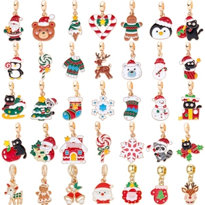 Ciondoli in Lega di Smalto Natalizio Cartone Animato Babbo Natale Renna Pupazzo di Neve Charms Per Fai da Te Collana Bracciale Creazione Gioielli Accessori