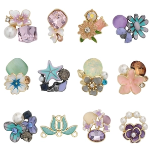 Dijes DIY de Aleación Flor Mariposa Diamantes de Imitación Esmalte para Creación Joyas Accesorios para Cabello Hebillas