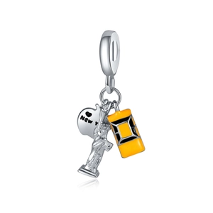 Silver New York charm set with Statue of Liberty, yellow taxi and heart pendant