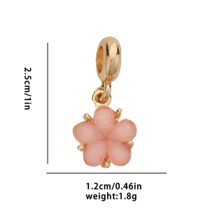 Pink matte flower pendant dimensions 2.5cm height and 1.2cm width with weight 1.8g