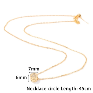 K-gold chain necklace with 7mm cylindrical A-letter pendant and heart hollow details