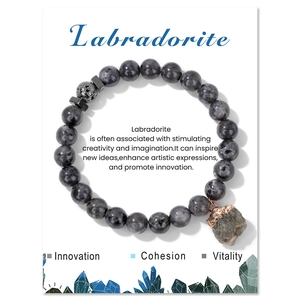 Handgefertigtes Naturstein Achat Lavastein Perlenarmband Mit Rohedelstein Anhänger Für Damen Herren Heilenergie Schmuck