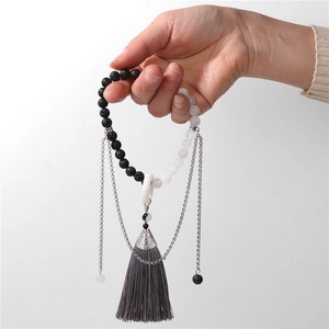 Bracelet Perlé à Gland Style Chinois Vintage Yin Yang Tai Chi Bijoux Chaîne de Perles en Pierre Fait à la Main Pour Méditation