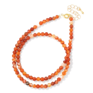 Elegant 4mm natural red carnelian bead necklace with adjustable golden lobster clasp