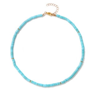 Bohemian natural turquoise beaded necklace with gold spacer beads and adjustable lobster clasp