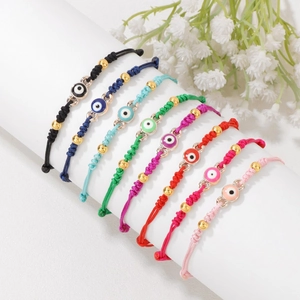 Verstellbare Evil Eye Armbänder Set mit 18k Goldperlen in acht leuchtenden Farben