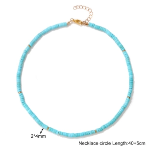 Natural turquoise bead necklace with 2x4mm stones and 40+5cm gold-plated clasp
