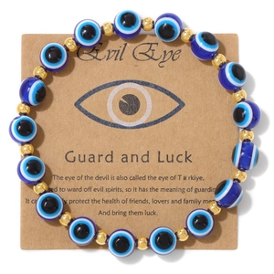 Ethnic Evil Eye Beaded Bracelet With Gold Plated Alloy Spacers Protection Jewelry For Men Women Bohemians Lucky Amulet