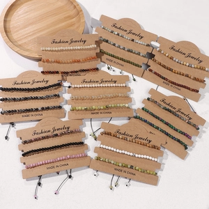 Handmade Braided Natural Stone Agate Beaded Bracelets Set For Women Adjustable Rope Bead Bracelet Fashion Jewelry Gift