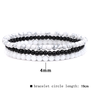 Set of three 4mm natural amethyst and agate stretch bracelets with 19cm circumference