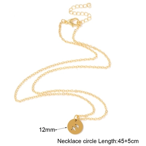 Golden stainless steel Sagittarius zodiac pendant necklace with 45+5cm length and 12mm size