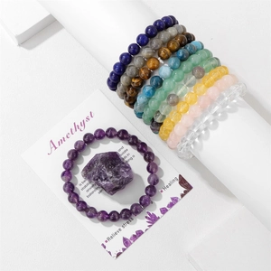 Pulseras elásticas de curación de cristal natural de 8mm para mujeres y alivio del estrés