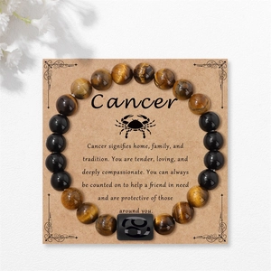 Bracelet zodiacal Cancer en Oeil de Tigre et Agate Noire sur carte cadeau