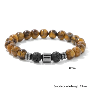 Set de pulseras para hombre de ojo de tigre 8mm y piedra de lava, 19cm