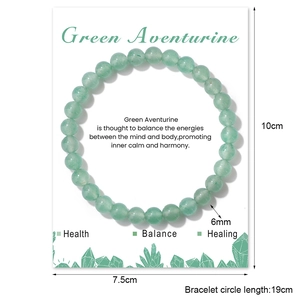 6mm natural green aventurine beaded crystal bracelet with healing properties card