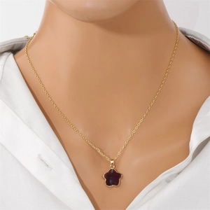 Collana in acciaio inossidabile con ciondolo in ametista a forma di stella dorata per donna
