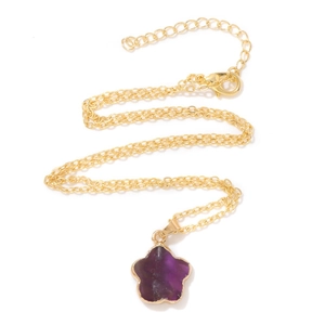Elegante collana in acciaio inossidabile dorato con ciondolo a fiore in ametista viola