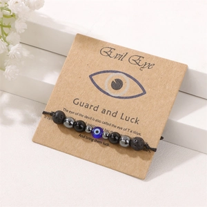 Bracciale Evil Eye fatto a mano con perline occhio di tigre e confezione card