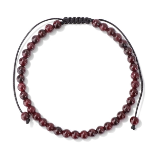 Bracelet ajustable en perles de grenat 4 mm avec cordon noir tressé pour femme