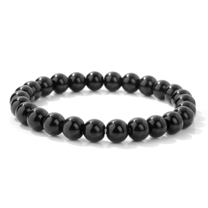 Elegante rekbare armband van natuurlijk zwart agaat met gepolijste glans voor dames