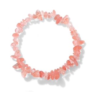 Natural pink crystal chip stretch bracelet with irregular translucent gemstone beads