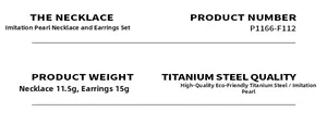 Specifications of titanium steel faux pearl necklace and earring jewelry set 11.5g to 15g