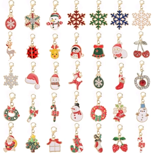 Ciondoli Natalizi in Lega di Smalto con Chiusura a Moschettone per la Creazione di Braccialetti e Collane Fai-da-te Regalo di Natale