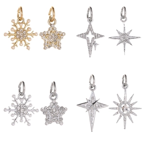 Alloy Rhinestone Snowflake Star Pendants Charms Artificial Pearl DIY Jewelry Making Accessories For Necklace Bracelet Women