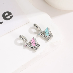 Cute pink and blue dinosaur dragon charms for DIY jewelry making and bracelets