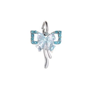 Colgante de lazo azul con borlas y cristales brillantes para la creación de joyas
