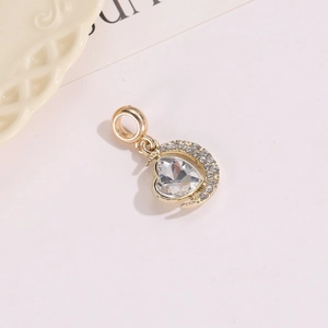 Goldener Mond-Herz-Anhänger mit Kristallen für DIY-Halsketten und Armbänder im Ethno-Stil