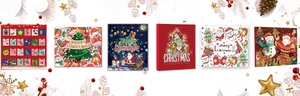 Vista dettagliata delle scatole regalo del calendario dell'Avvento di 24 giorni natalizi