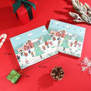 Christmas Advent Calendar gift box with 24 countdown windows in blue winter landscape design