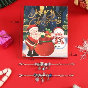 Blue and pink Christmas DIY bracelet advent calendar gift set with festive beads and charms
