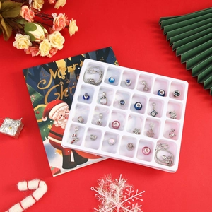 Blue and pink Christmas DIY bracelet advent calendar gift box set with charms
