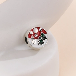 Weihnachts-Schneemann-Emaille-Perle für DIY-Armbänder und Halsketten als Festtagsgeschenk